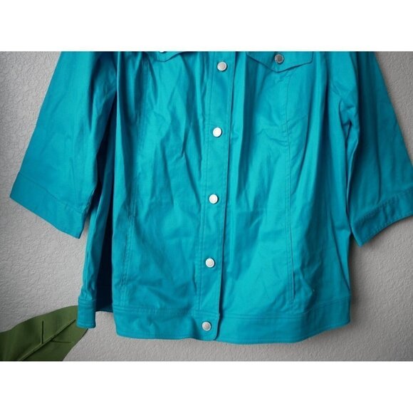 Christopher & Banks Women Turquoise Button Down Jacket Overcoat Basics NWT 3x - Picture 6 of 11